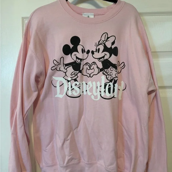 Disney Pink Crew Neck Sweater with Mickey and Minnie - Picture 1 of 1